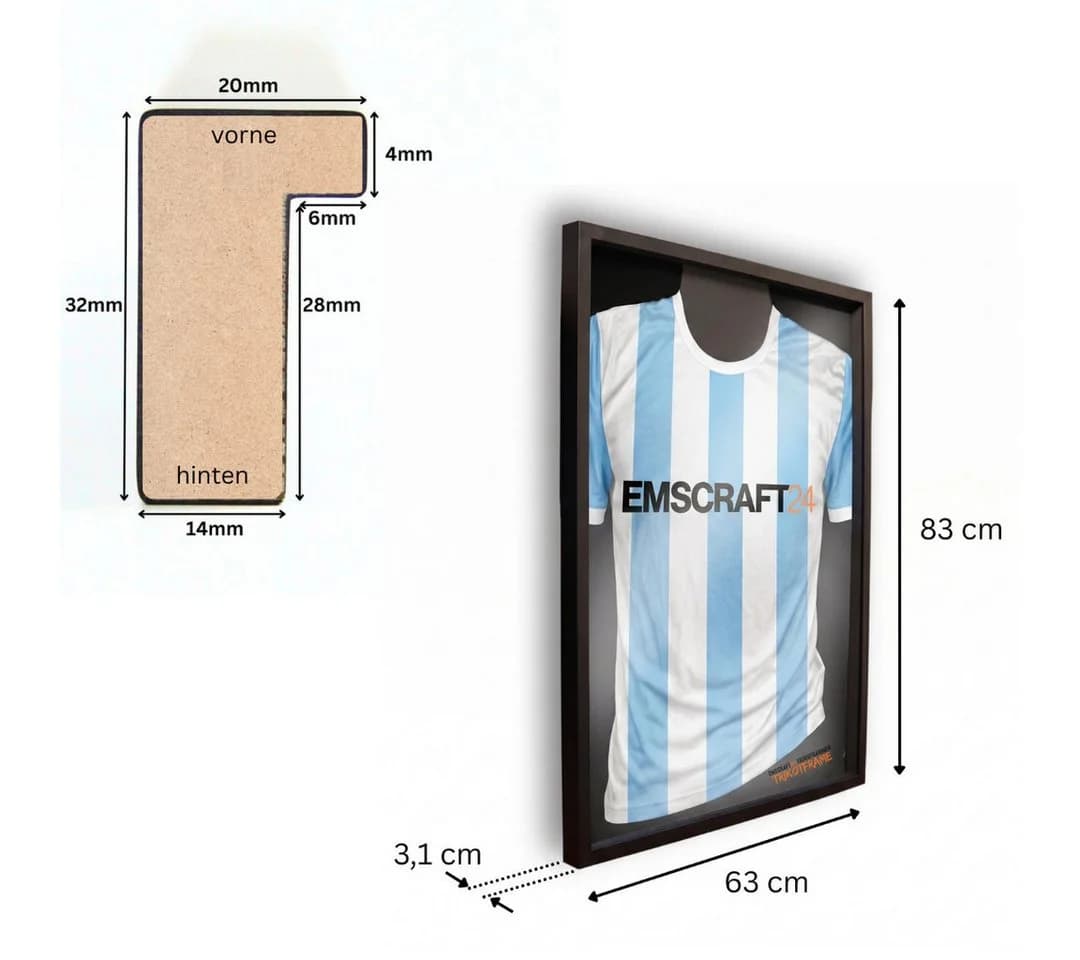 EmsCraft24 Trikotrahmen Schwarz 63x83 cm mit Bügel - Bild 4