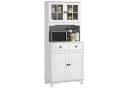 HOMCOM Küchenschrank Weiß mit Mikrowellenregal, 2 Schränken, 2 Schubladen Bild 1