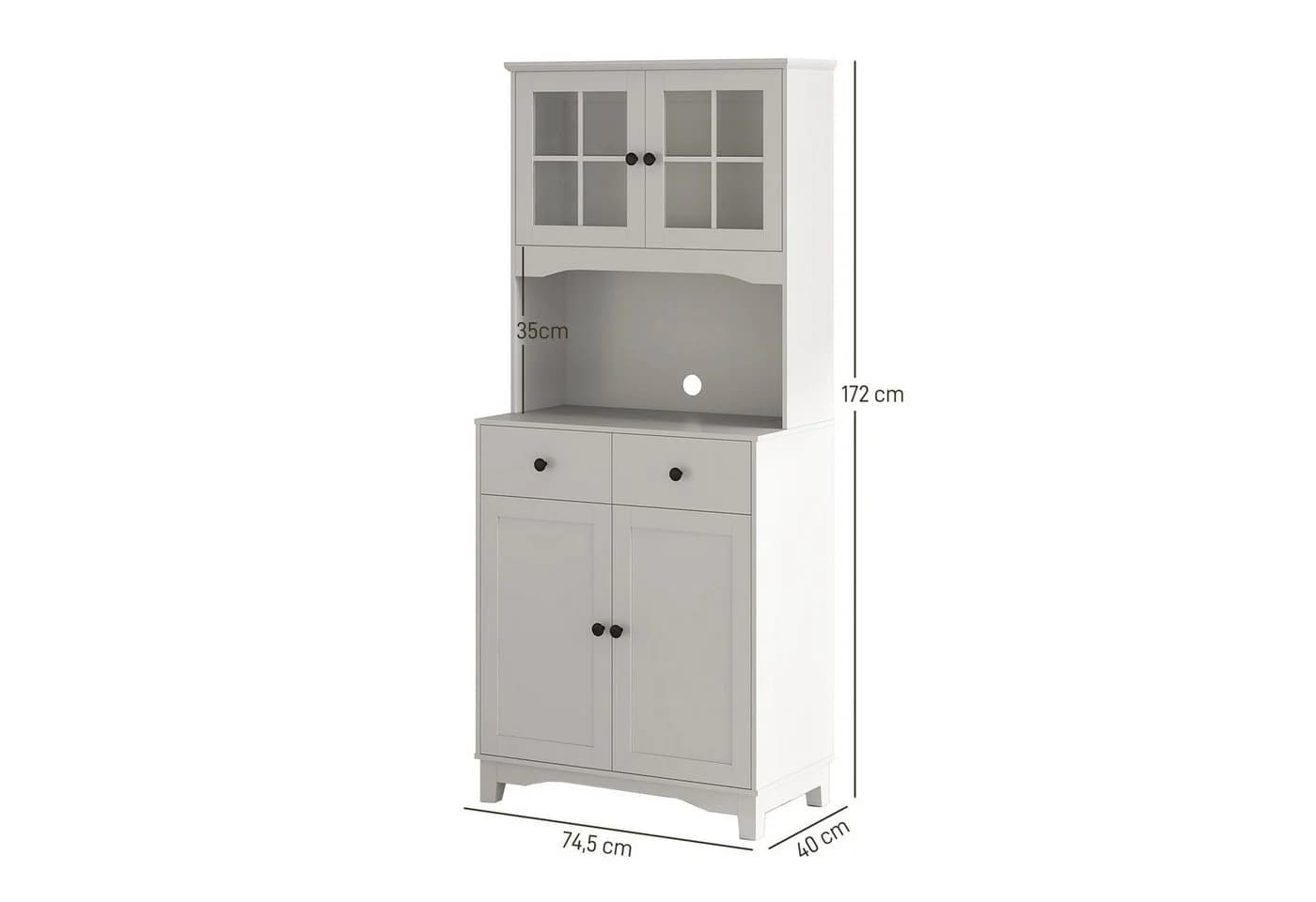 HOMCOM Küchenschrank Weiß mit Mikrowellenregal, 2 Schränken, 2 Schubladen - Bild 3