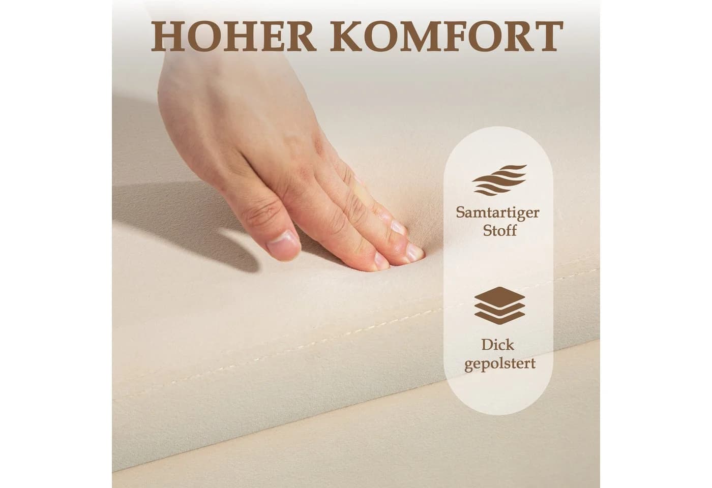 HOMCOM Sitzbank mit Stauraum Beige Samt - Bild 5