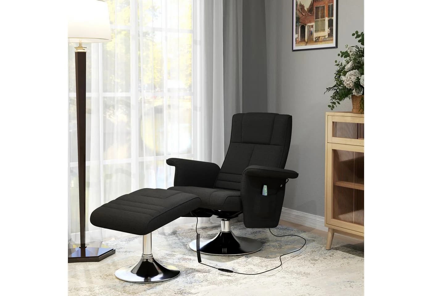 HOMCOM Elektrischer Massagesessel Schwarz mit Relaxfunktion und Ottomane - Bild 2