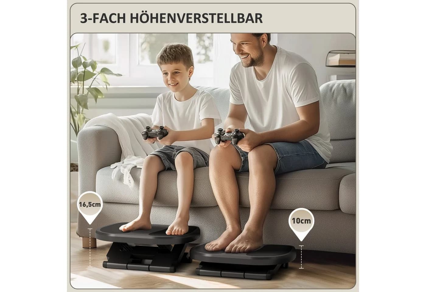 HOMCOM Fußhocker 3-stufig höhenverstellbar, ergonomisch, Grau - Bild 4