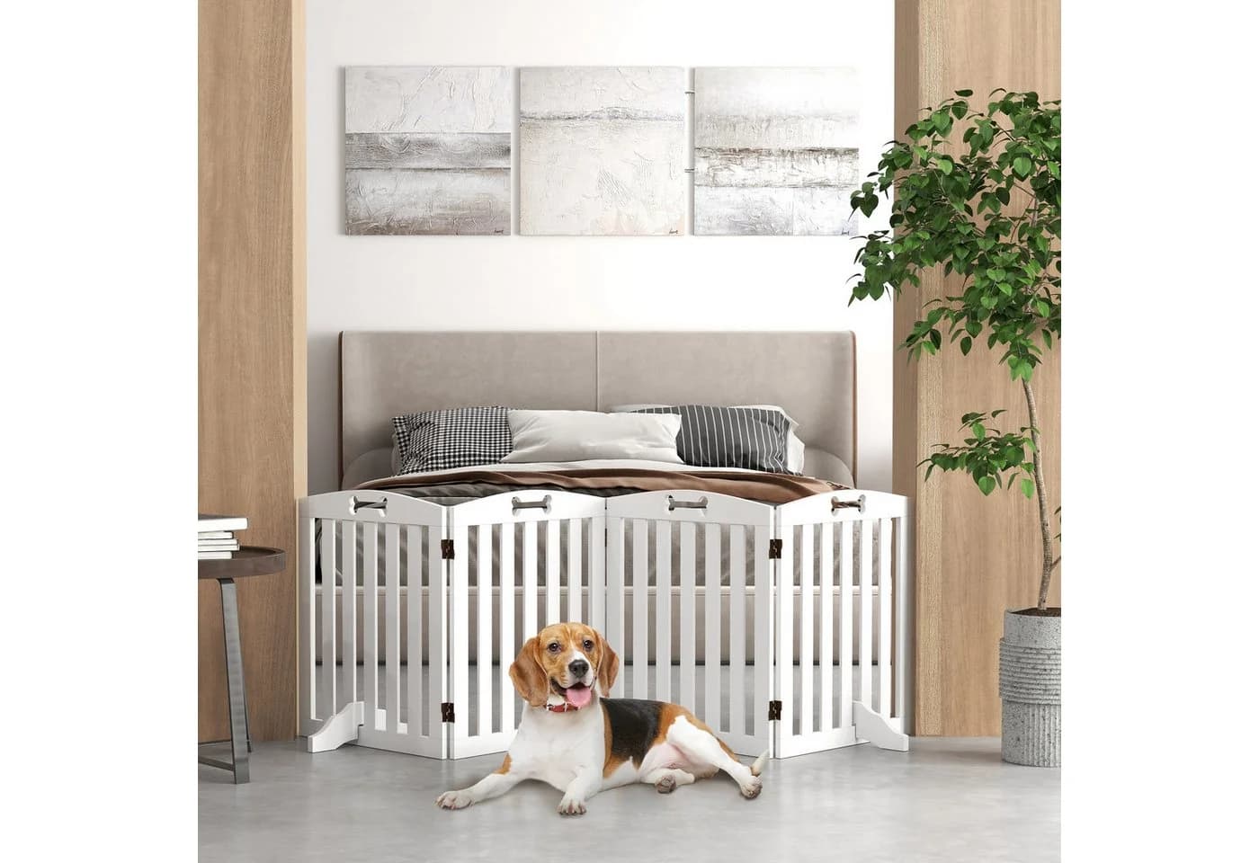 PawHut Hundegitter Klappbar 4 Paneelen Weiß - Bild 2
