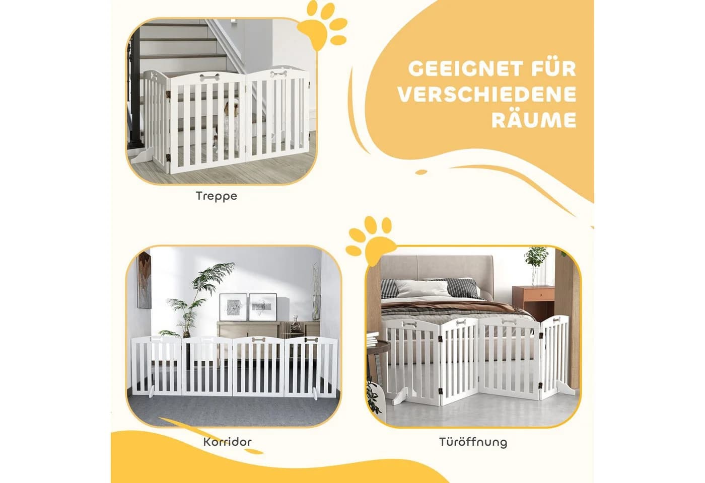 PawHut Hundegitter Klappbar 4 Paneelen Weiß - Bild 5