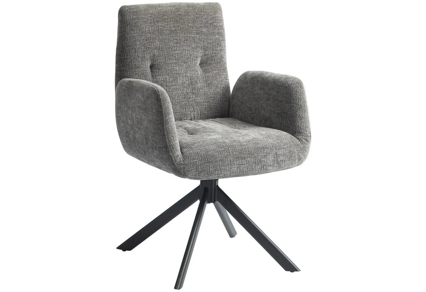 HOMCOM Relaxsessel Drehbar Sessel mit Armlehne Wolle-Leinenoptik Dunkelgrau