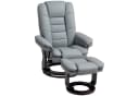 HOMCOM Relaxsessel Grau mit Hocker 360° drehbar Kunstleder Bild 1