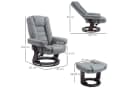 HOMCOM Relaxsessel Grau mit Hocker 360° drehbar Kunstleder Bild 3