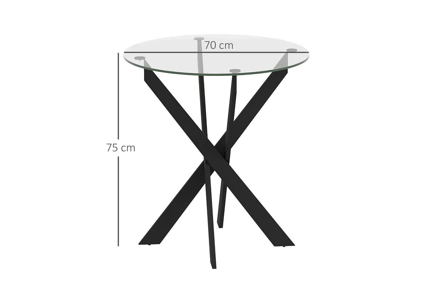 HOMCOM Esstisch rund Schwarz Transparent Hartglas - Bild 3
