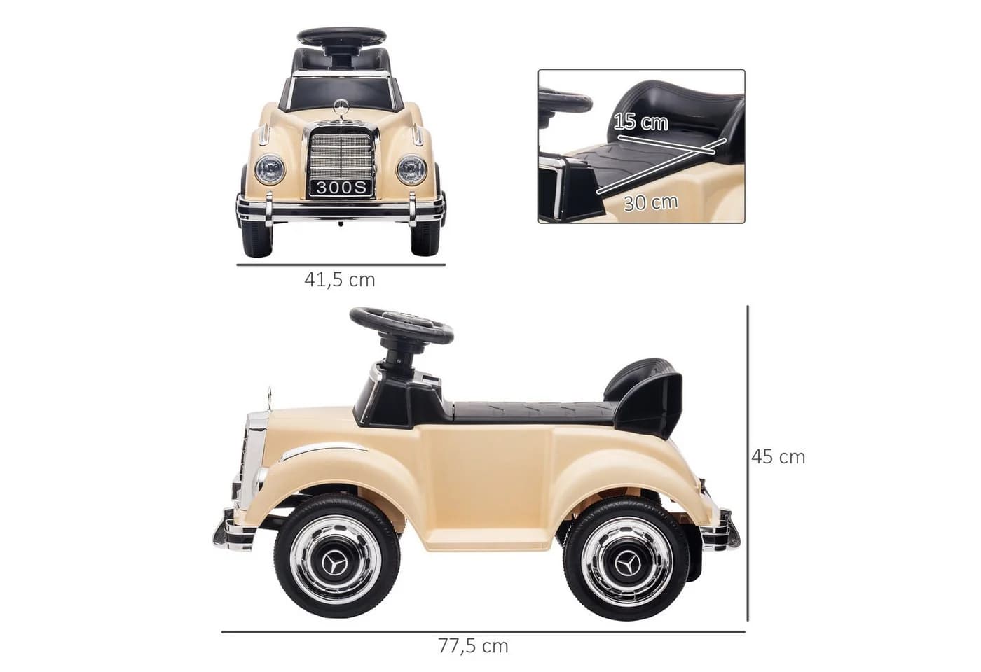 AIYAPPLAY Rutschfahrzeug mit Stauraum und Kippschutz Beige - Bild 3