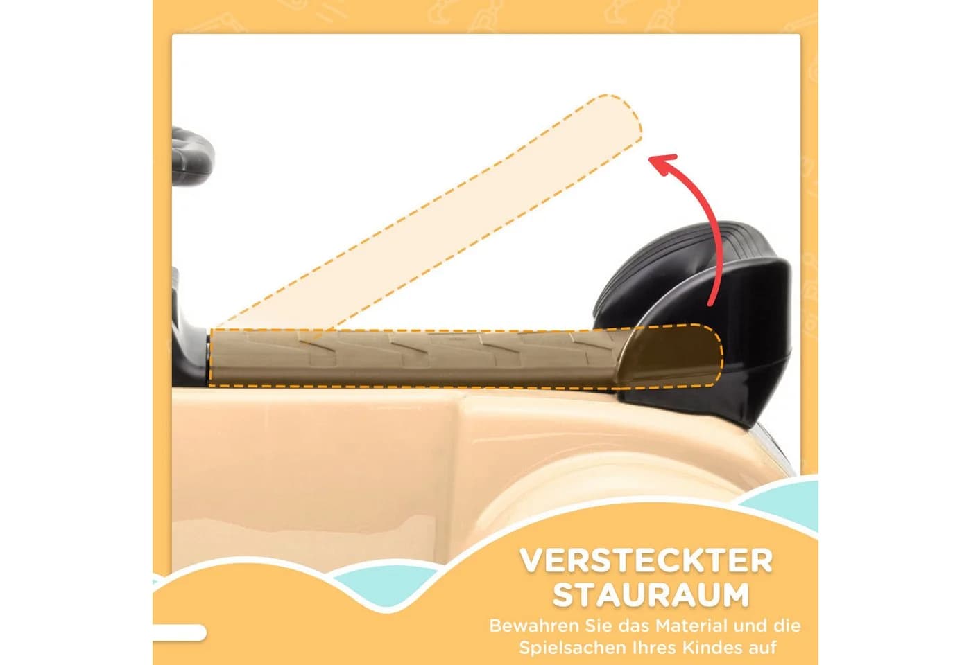 AIYAPPLAY Rutschfahrzeug mit Stauraum und Kippschutz Beige - Bild 5