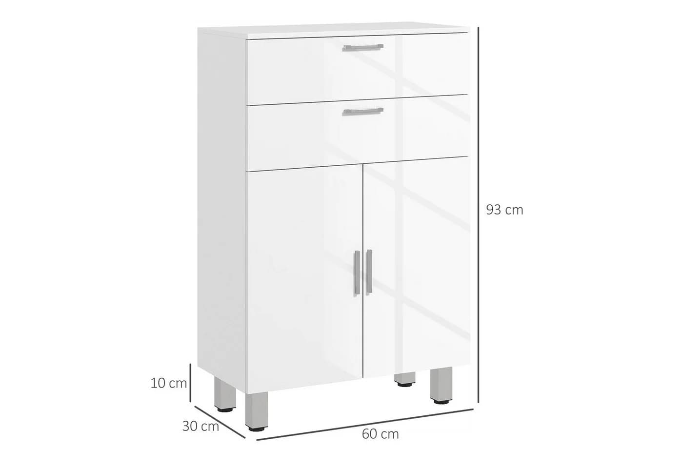 Kleankin Badkommode Badezimmerschrank Weiß mit Schubladen und verstellbaren Regalen - Bild 3