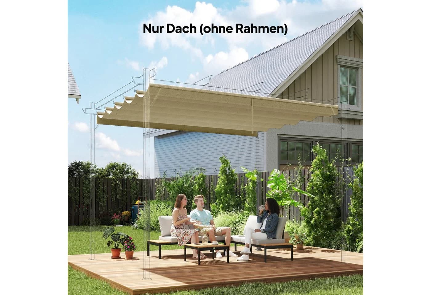 Outsunny Pavillon-Ersatzdach Beige für 3x3m Pergola - Bild 2
