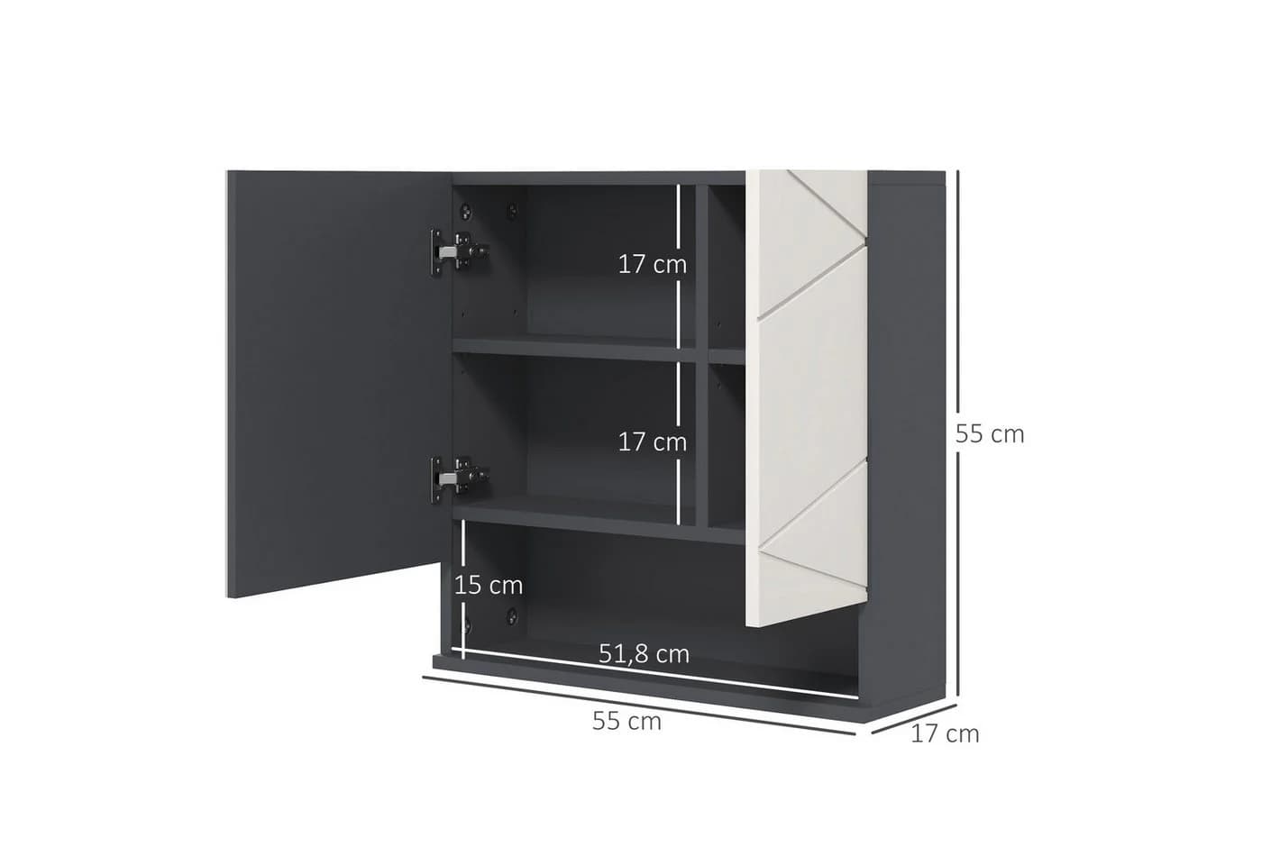 Kleankin Spiegelschrank Badezimmerschrank Grau mit Doppeltür - Bild 3