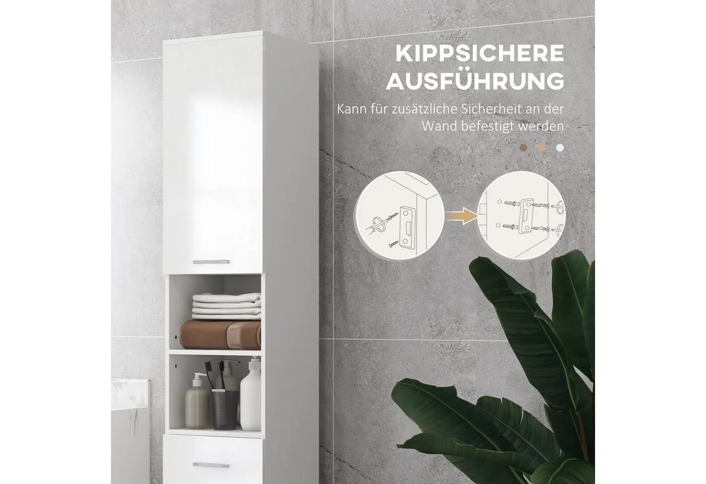 Kleankin Badkommode Hochglanzweiß Verstellbare Ablage - Bild 5