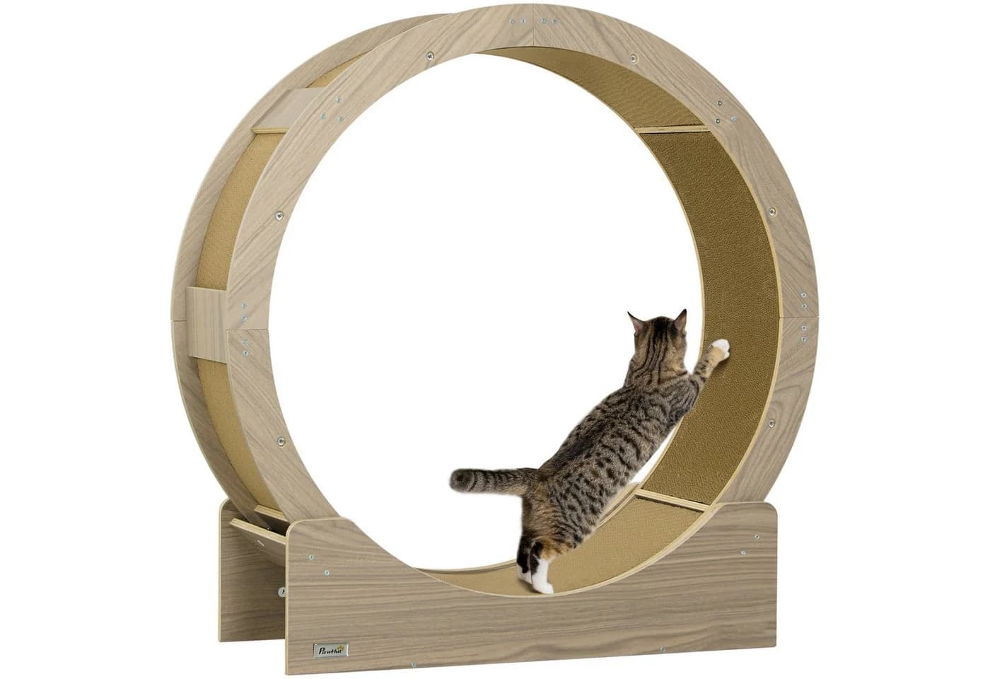 PawHut Katzenlaufrad 91 cm mit Bremse, Walnuss