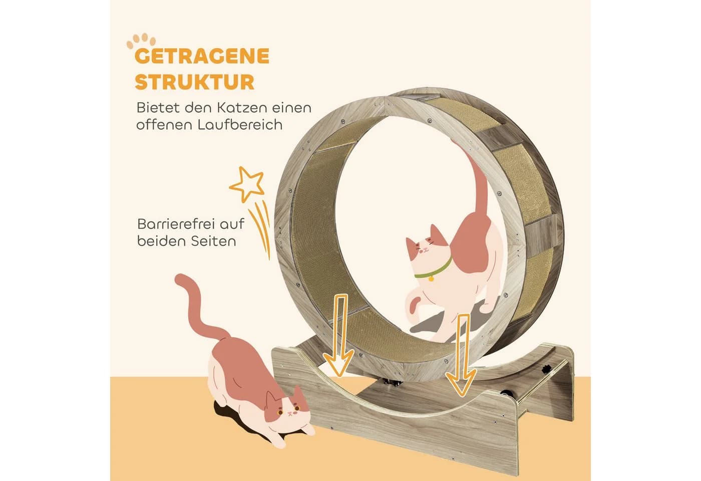 PawHut Katzenlaufrad 91 cm mit Bremse, Walnuss - Bild 5