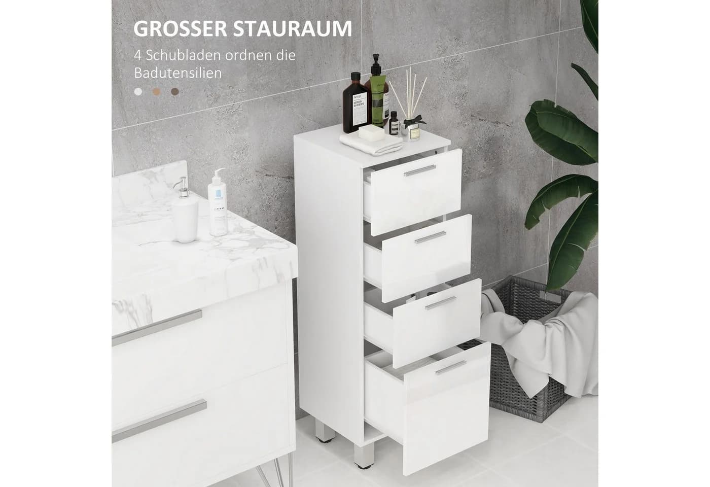 Kleankin Badkommode Badezimmerschrank Weiß - Bild 4
