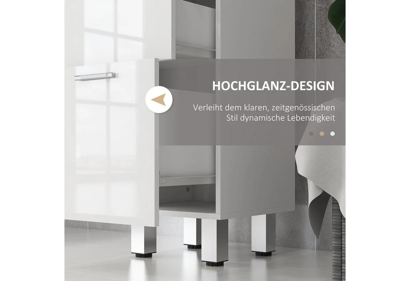 Kleankin Badkommode Badezimmerschrank Weiß - Bild 5