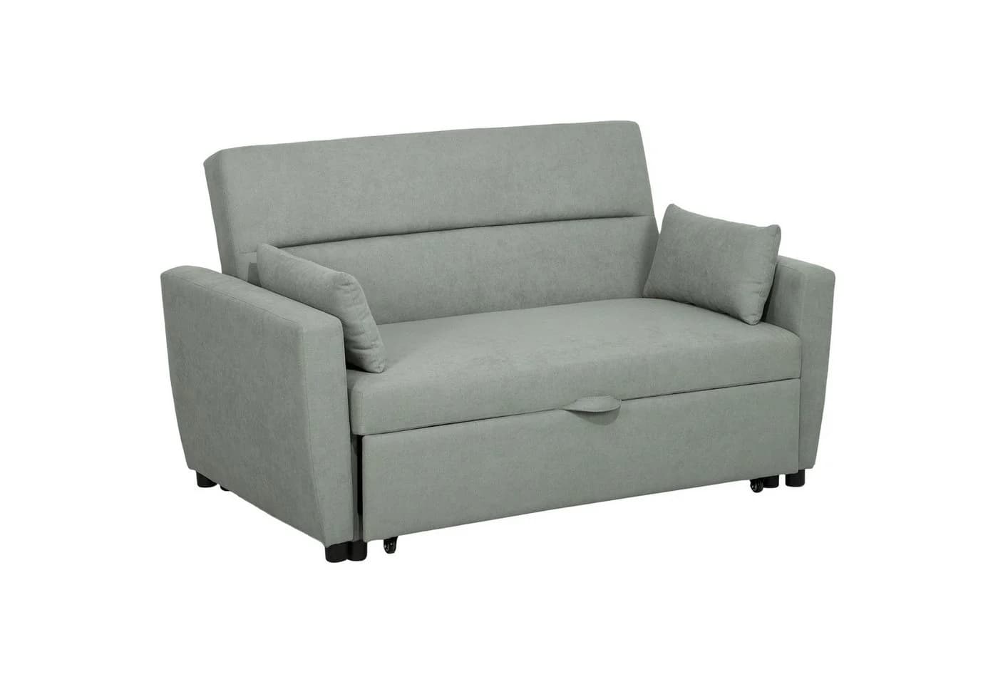 HOMCOM Schlafsofa 2-Sitzer Hellgrau mit Schlaffunktion