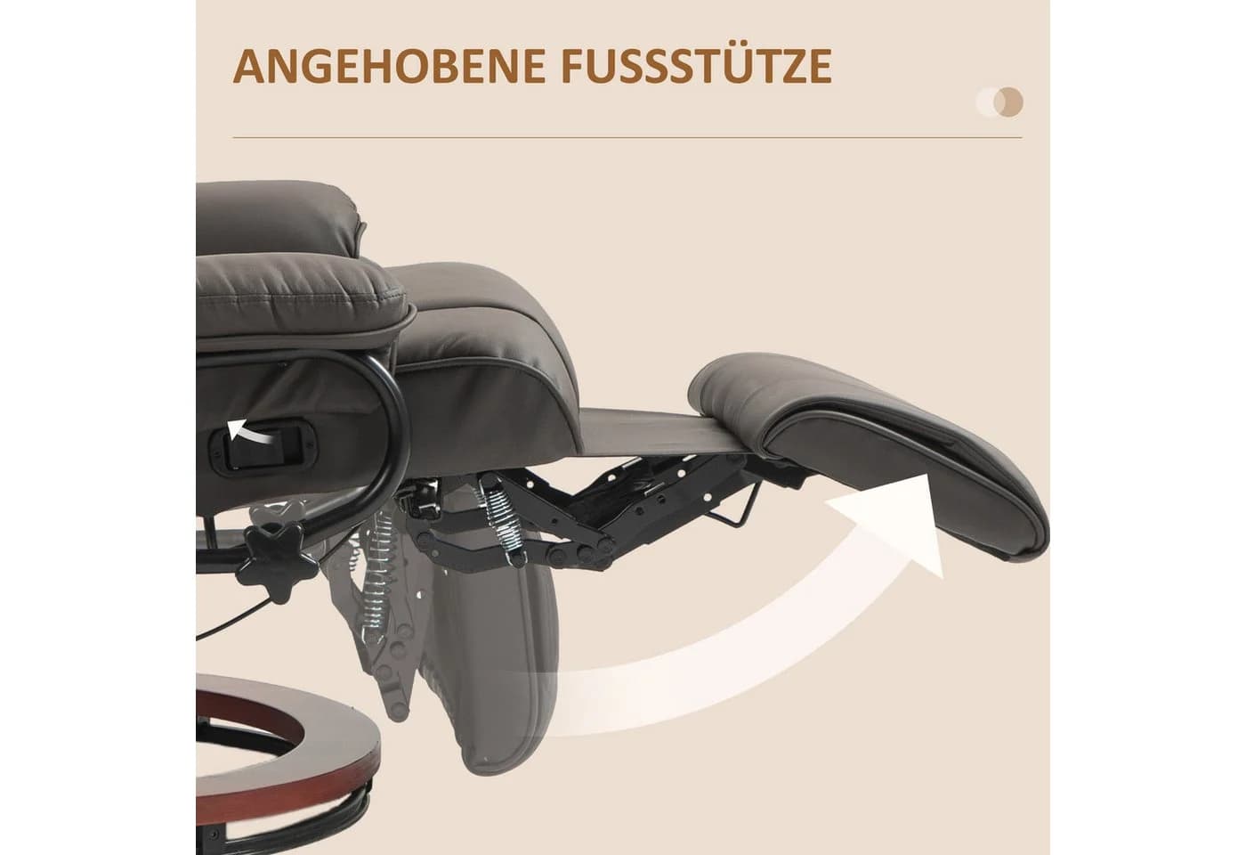 HOMCOM Relaxsessel Drehbar Fernsehsessel mit Liegefunktion, Braun - Bild 5