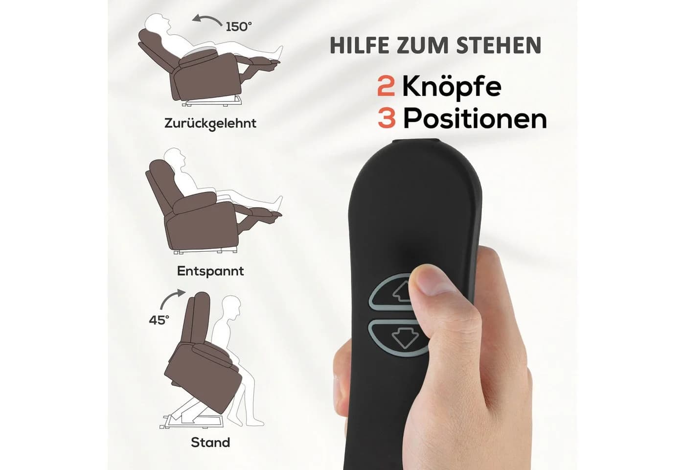 HOMCOM Massagesessel mit Aufstehhilfe & Heizung Dunkelbraun - Bild 4