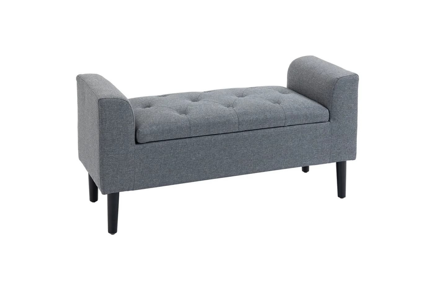 HOMCOM Sitzbank mit Stauraum Hellgrau Polyester