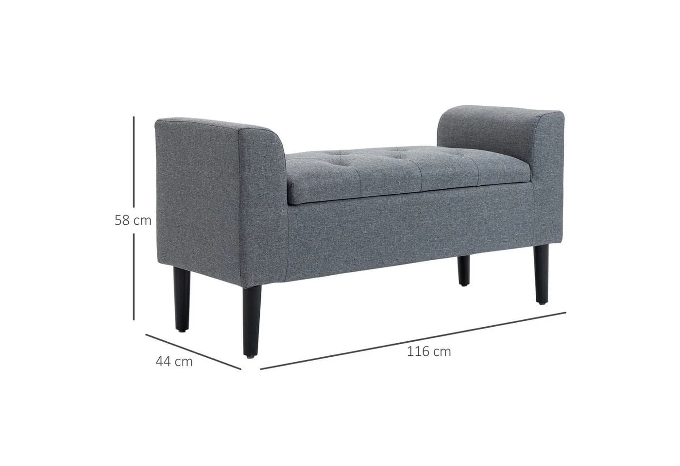 HOMCOM Sitzbank mit Stauraum Hellgrau Polyester - Bild 3