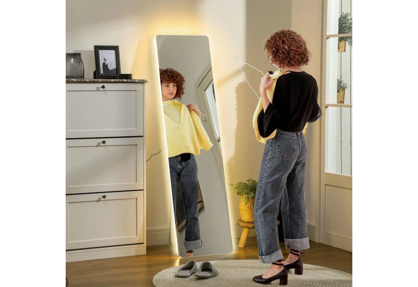 HOMCOM Standspiegel mit LED-Beleuchtung Transparent - Bild 2