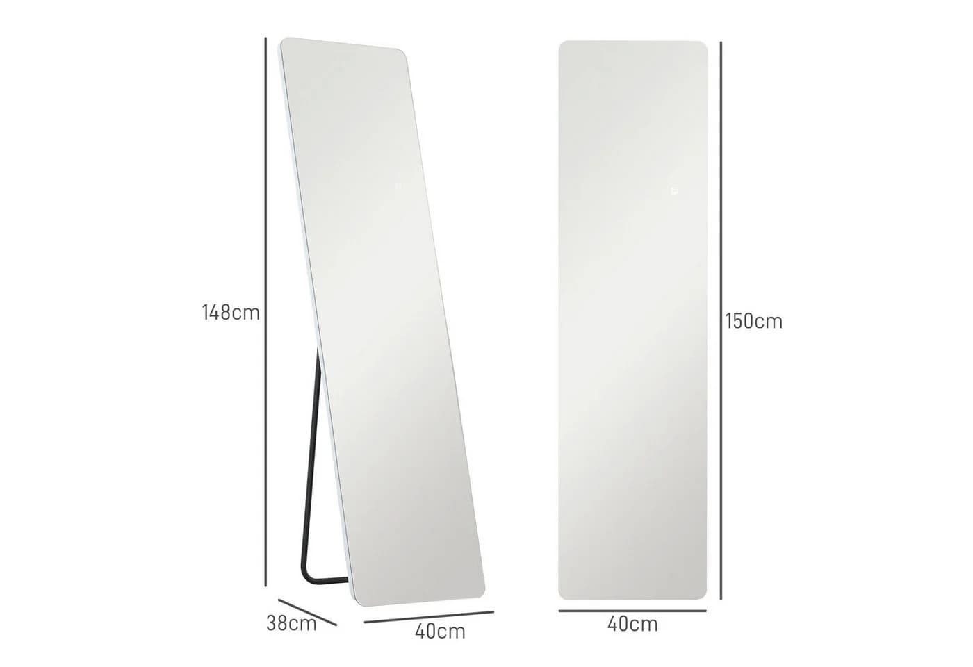 HOMCOM Standspiegel mit LED-Beleuchtung Transparent - Bild 3
