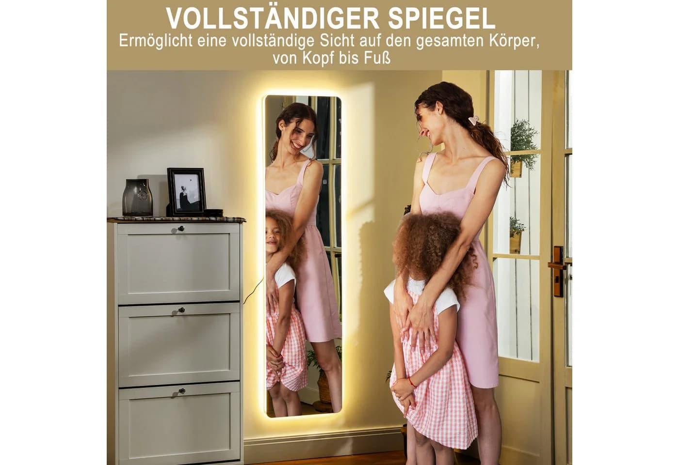 HOMCOM Standspiegel mit LED-Beleuchtung Transparent - Bild 4