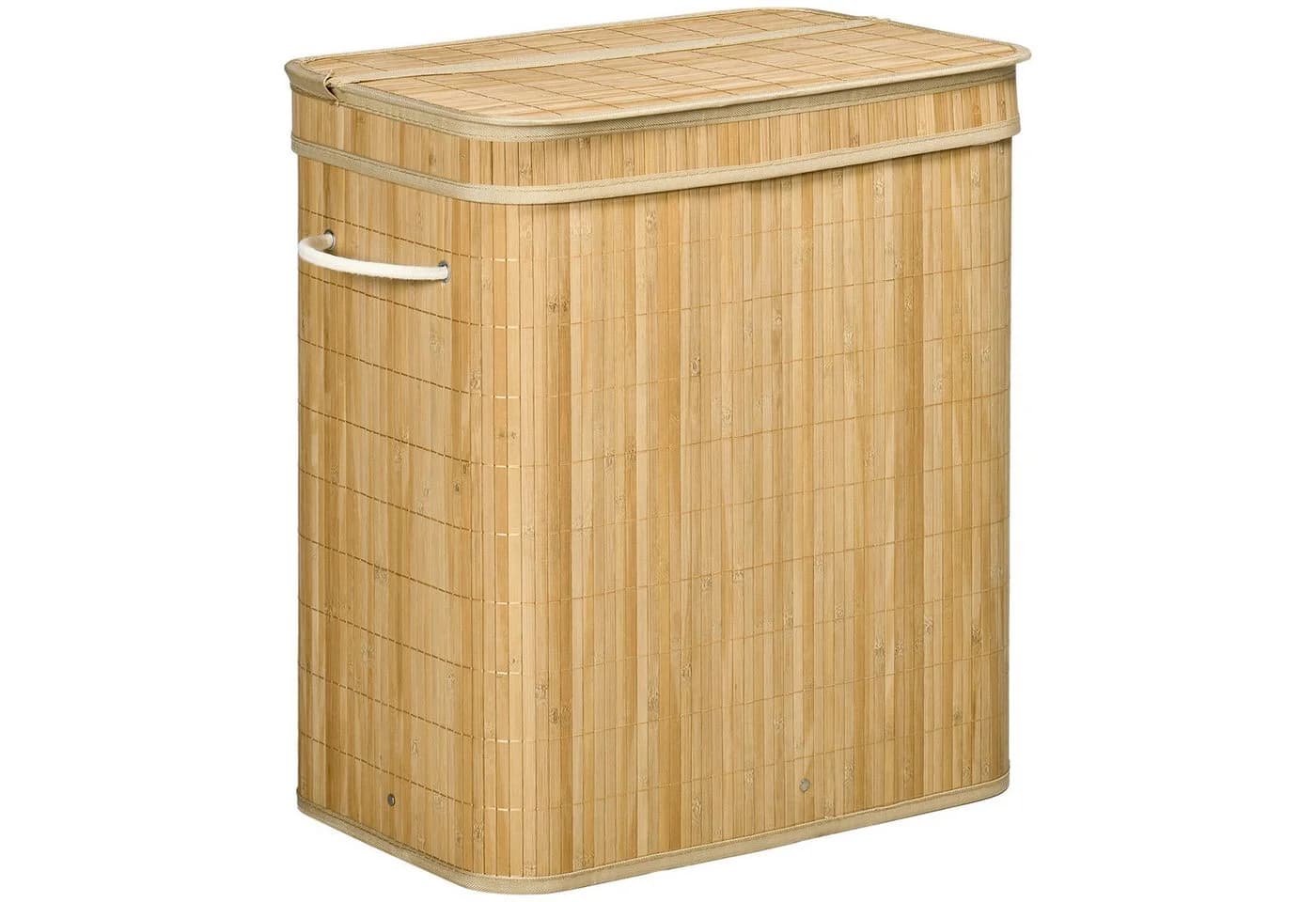 HOMCOM Wäschekorb 90 L Bambus Wäschesammler mit Griffen