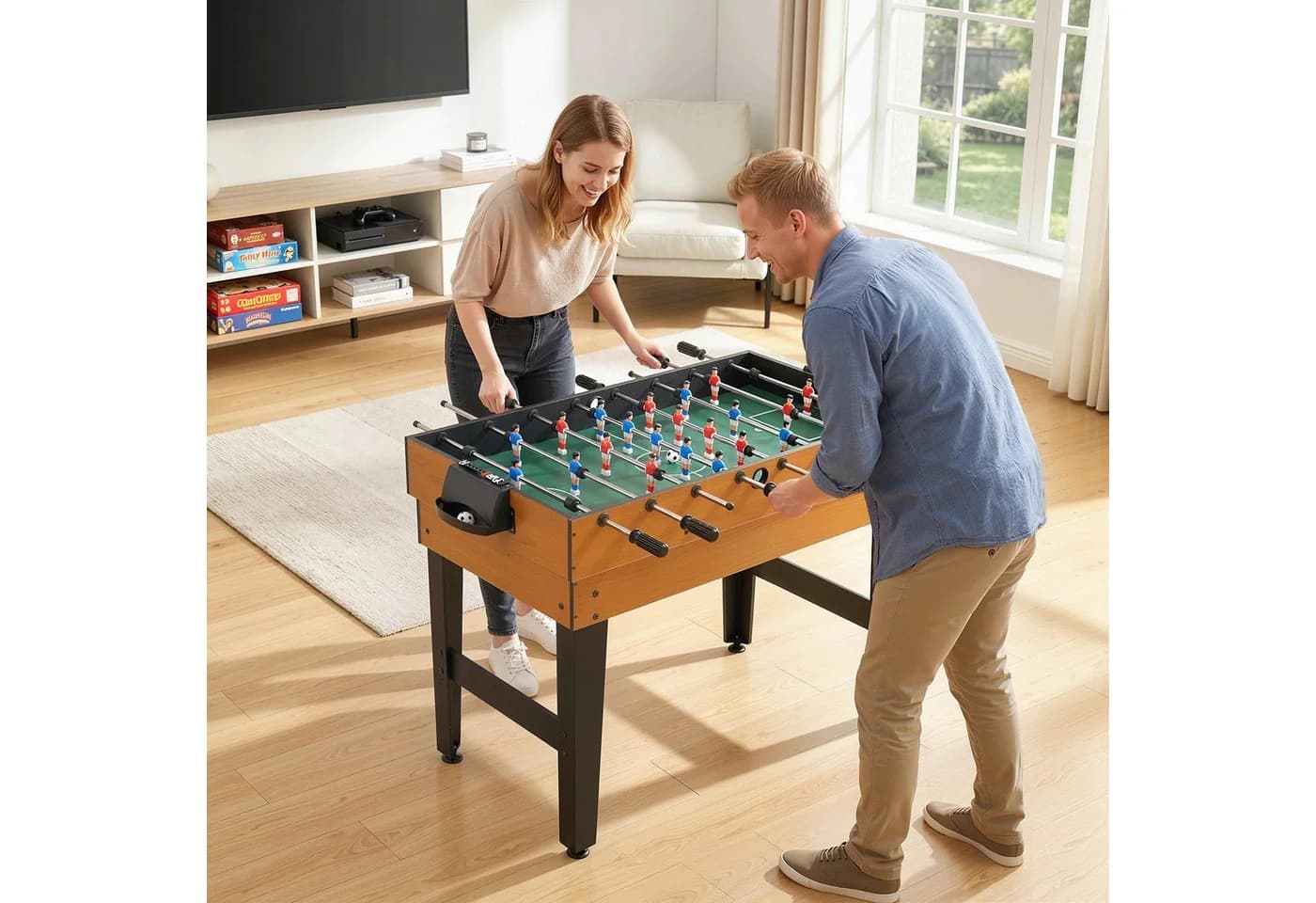 HOMCOM 4-in-1 Spieltisch Kicker Tischtennis Billard Tischhockey MDF Stahl - Bild 2