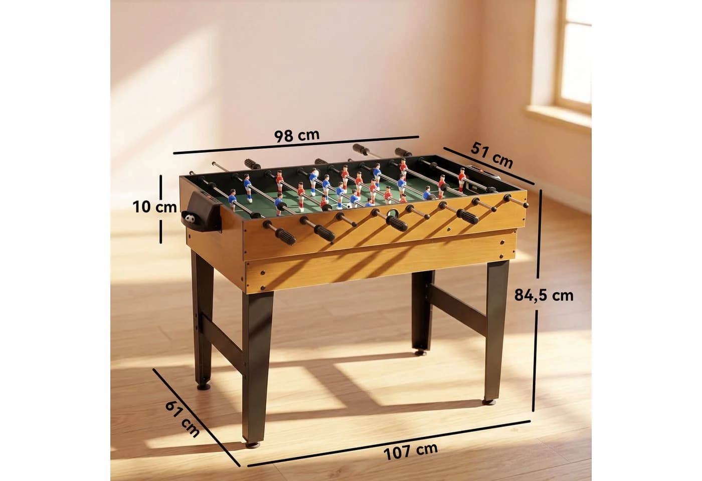 HOMCOM 4-in-1 Spieltisch Kicker Tischtennis Billard Tischhockey MDF Stahl - Bild 3