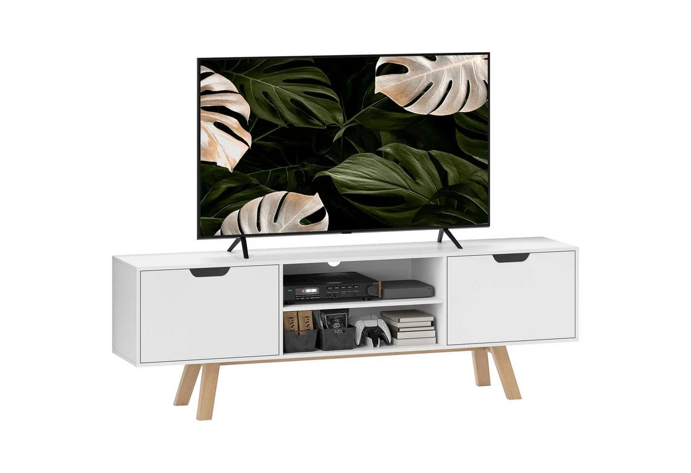 HOMCOM TV-Board für Fernseher bis zu 65 Zoll mit 2 Schränken und 2 Regalebenen - Bild 1