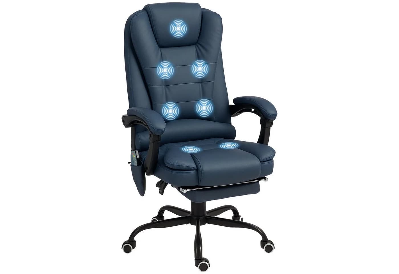 Vinsetto Schreibtischstuhl mit 7-Punkt-Massage, Liegefunktion, Fernbedienung, Blau