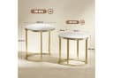HOMCOM Couchtisch 2er Set Stapelbarer Kaffeetisch mit Stahlrahmen Weiß Bild 3
