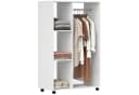 HOMCOM Garderobenschrank Weiß mit Rollen und 3 Regalen Bild 2