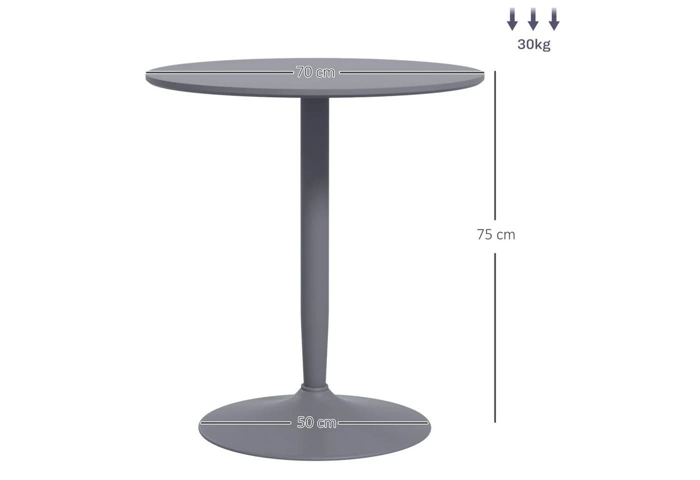 HOMCOM Esstisch Modern Grau Rund Ø70x75cm - Bild 3