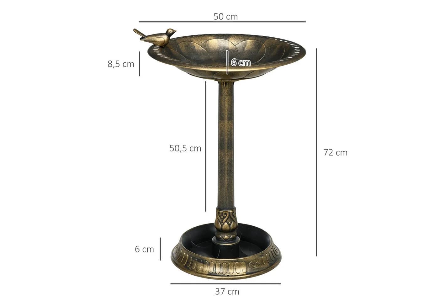Outsunny Vogeltränke stehend Bronze frostsicher - Bild 3