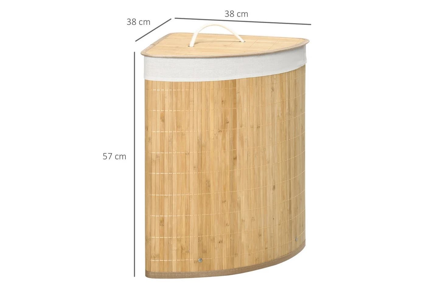 HOMCOM Wäschekorb mit Deckel 55L Natur Bambus - Bild 3