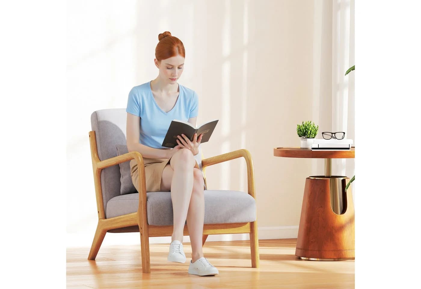 HOMCOM Relaxsessel Grau mit Armlehne und 3 Kissen - Bild 2