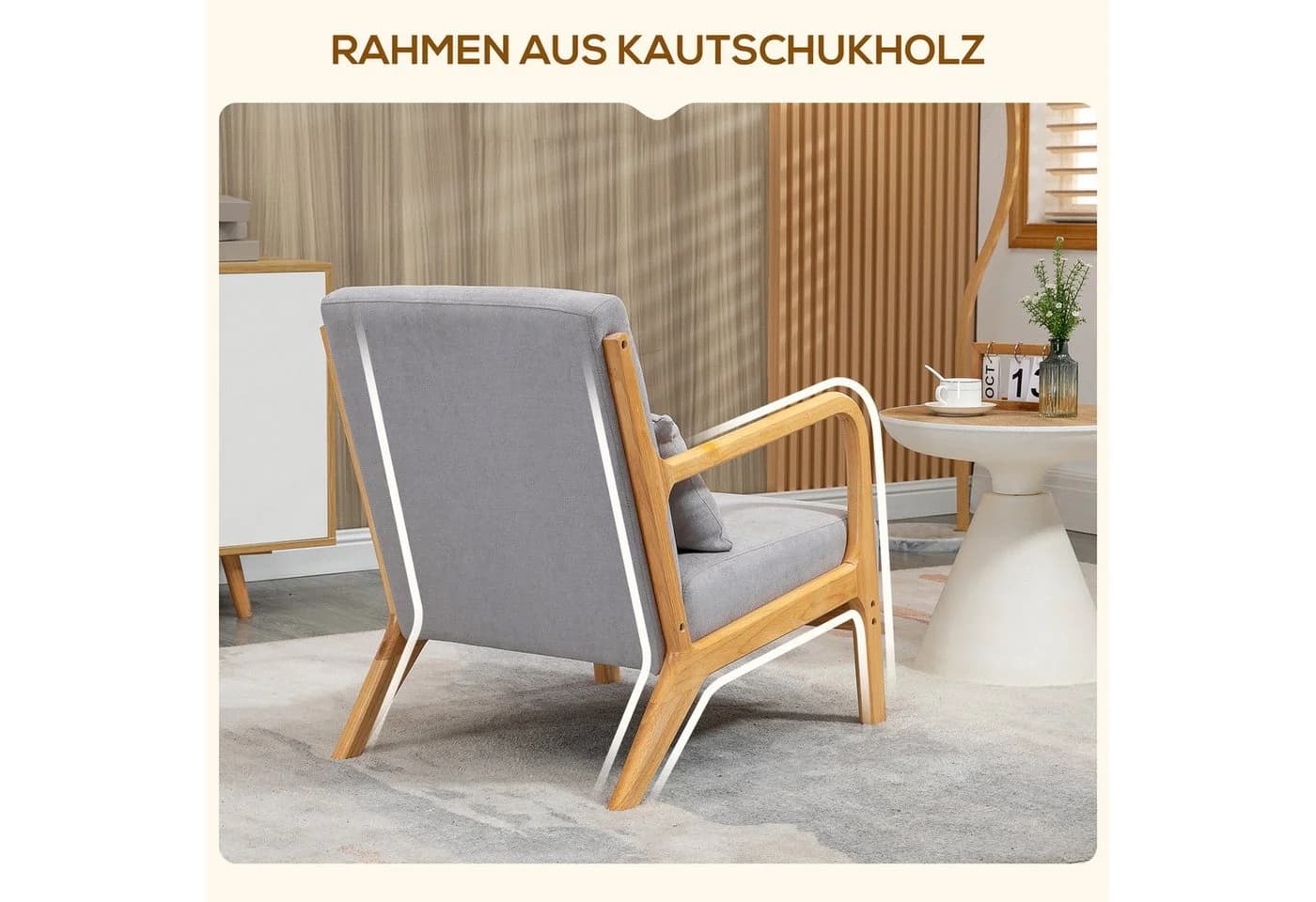 HOMCOM Relaxsessel Grau mit Armlehne und 3 Kissen - Bild 5