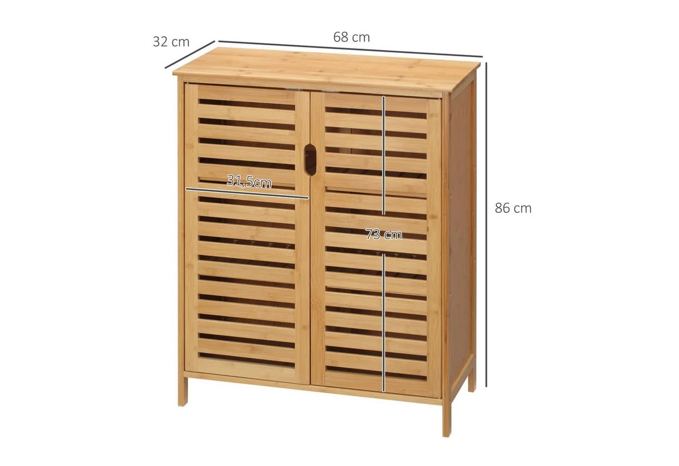 Kleankin Badkommode Bambus Badschrank 68x32x86 cm - Bild 3