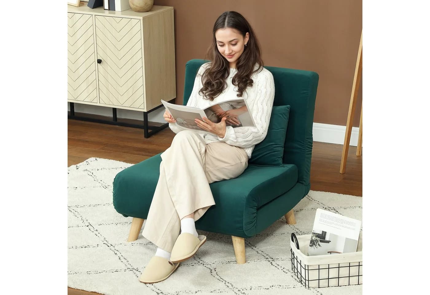 HOMCOM Schlafsofa Schlafsessel Dunkelgrün mit Schlaffunktion - Bild 2