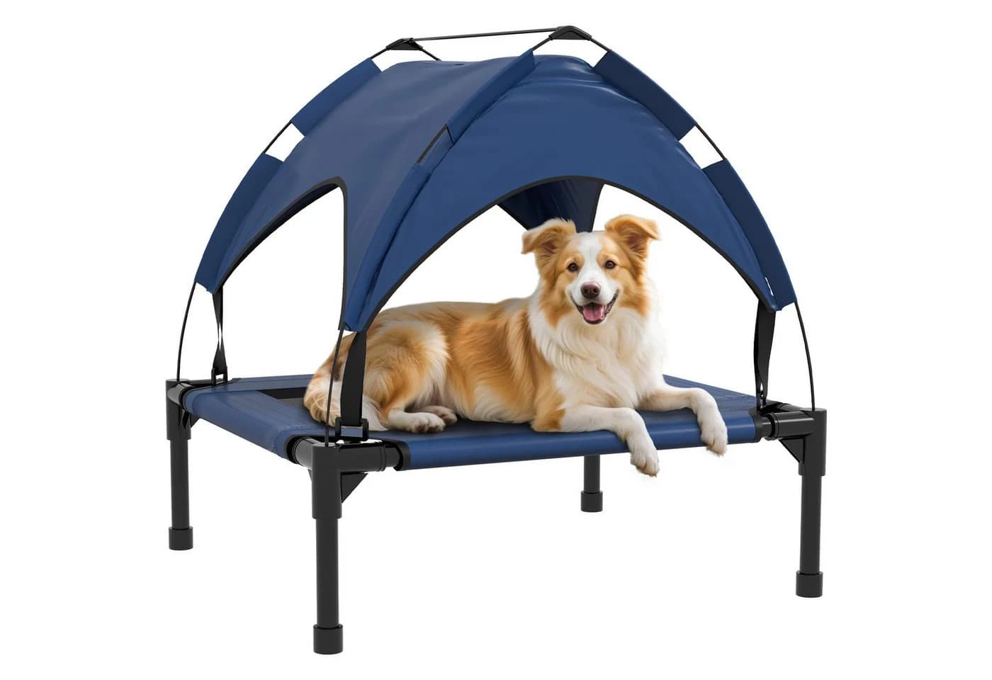 PawHut Tierbett mit Baldachin Outdoor Hundeliege Atmungsaktiv Dunkelblau