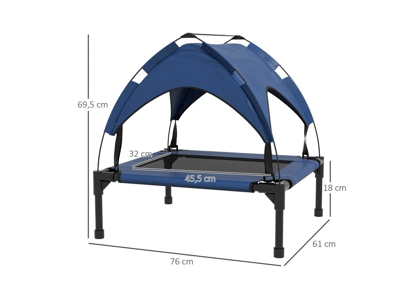 PawHut Tierbett mit Baldachin Outdoor Hundeliege Atmungsaktiv Dunkelblau - Bild 3