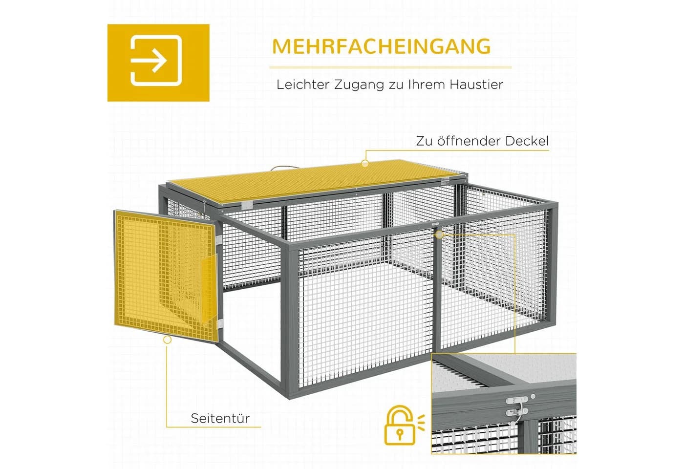 PawHut Kleintierstall Klappbar für Zwergkaninchen - Bild 5