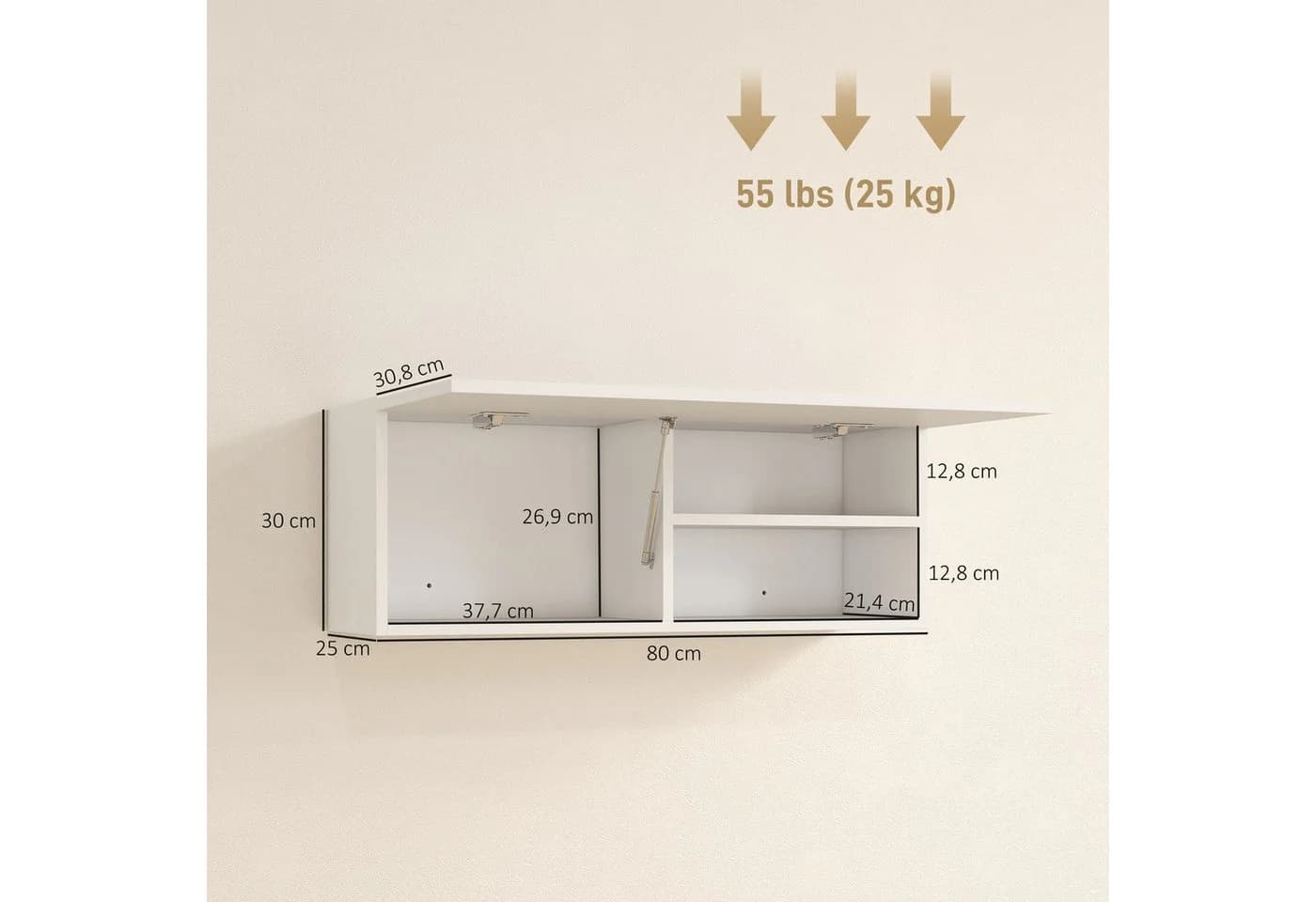 HOMCOM Hängeschrank mit Klapptür Wandschrank Badezimmerschrank Weiß - Bild 3