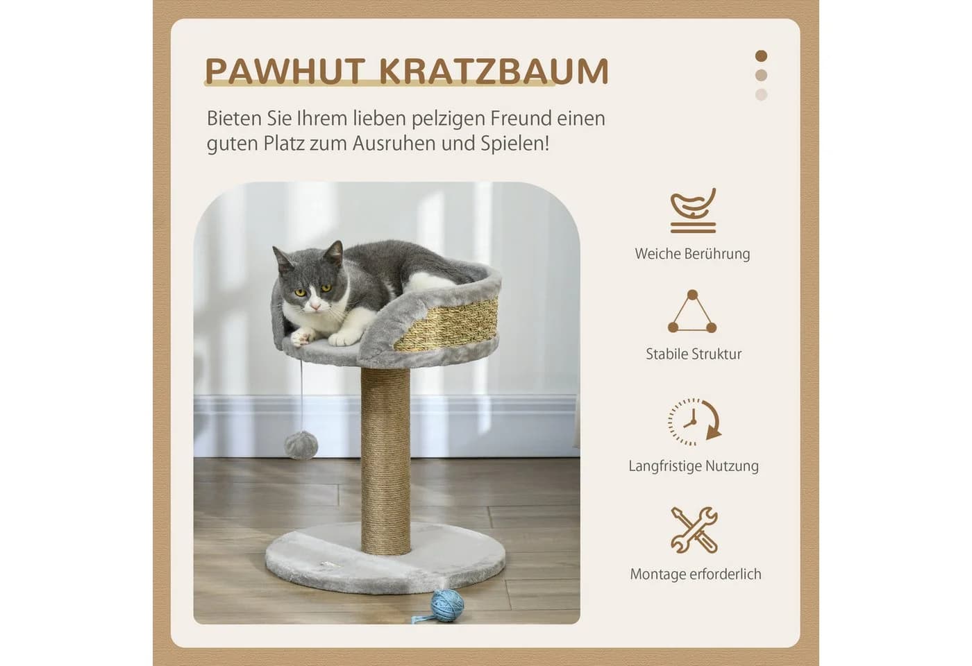 PawHut Kratzbaum 49 cm Katzenbaum Grau - Bild 4