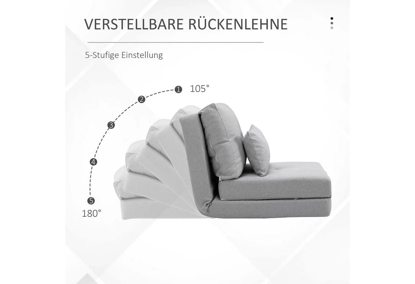 HOMCOM Schlafsofa Grau Leinen mit verstellbarer Rückenlehne und Zierkissen - Bild 4
